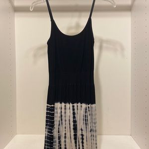 Maxi cinched tie die thin strap dress